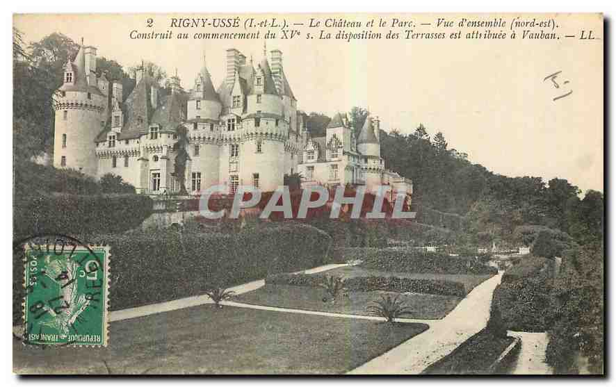 CPA Rigny Usse I et L le chateau et le Parc vue d'ensemble nord est 