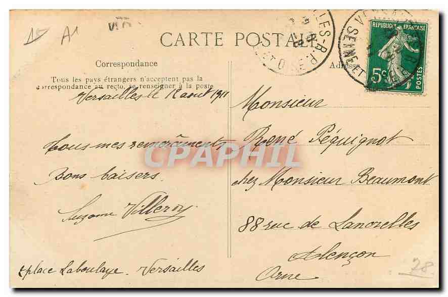 CPA Versailles grandes Eaux Grotte d'Apollon  — Verso