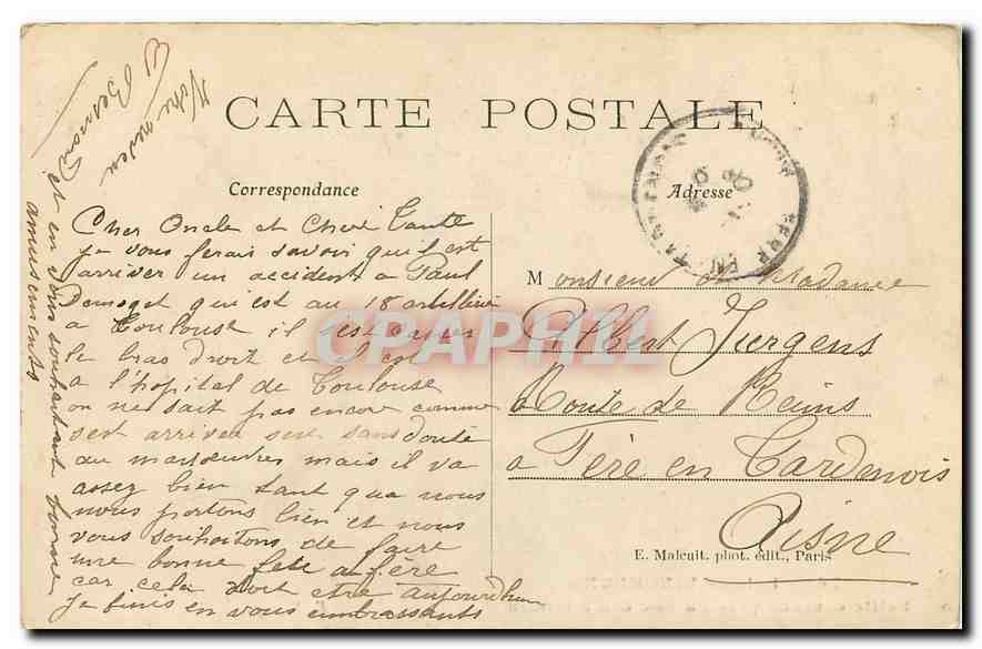 Bois de Vincennes — Petite cascade près du Lac des Minimes — E. M. — Verso