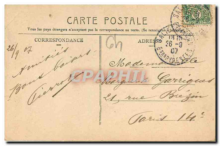 CPA Salies de Bearn Vieilles Maisons sur le Saleys  — Rückseite