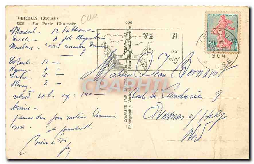 CPA Verdun Meuse la Porte Chaussee  — Rückseite