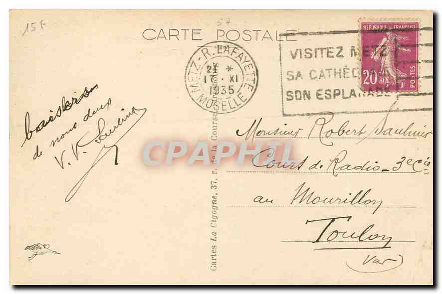CPA Metz Porte et Avenue Serpenoise  — Rückseite