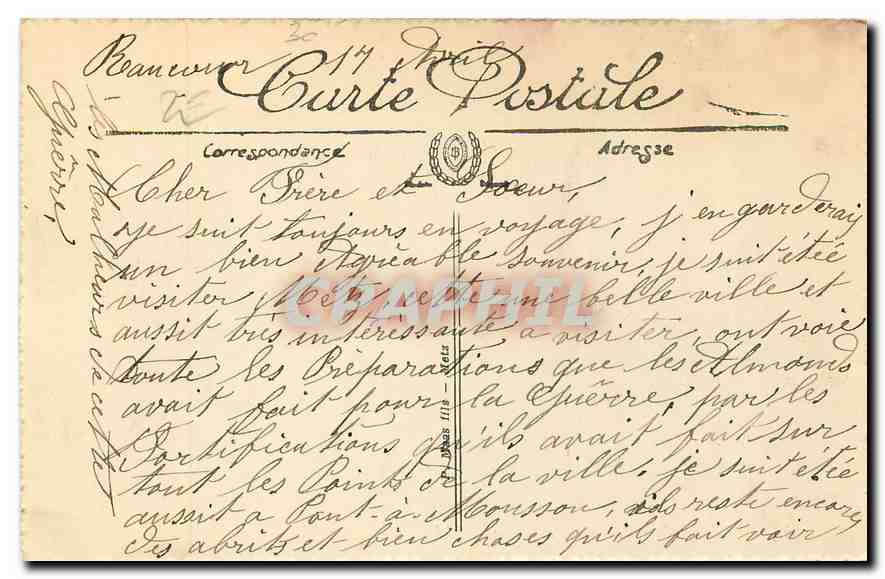 CPA Metz l'Hotel des Postes et la Gare  — Rückseite