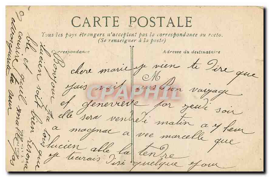 CPA Paris Palais de Justice  — Verso