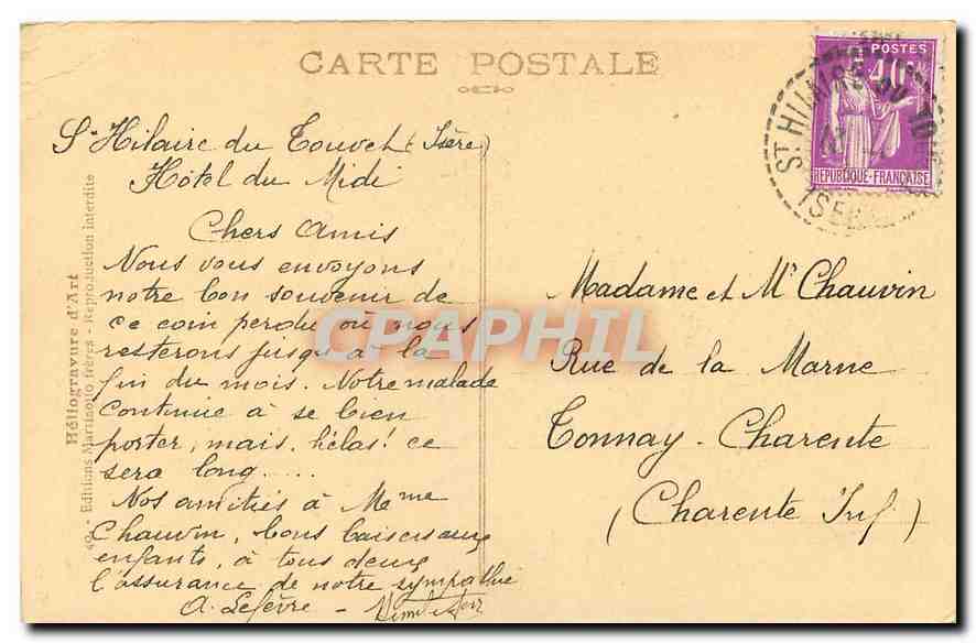 CPA Dauphine la route de Saint Pancrasse  — Verso
