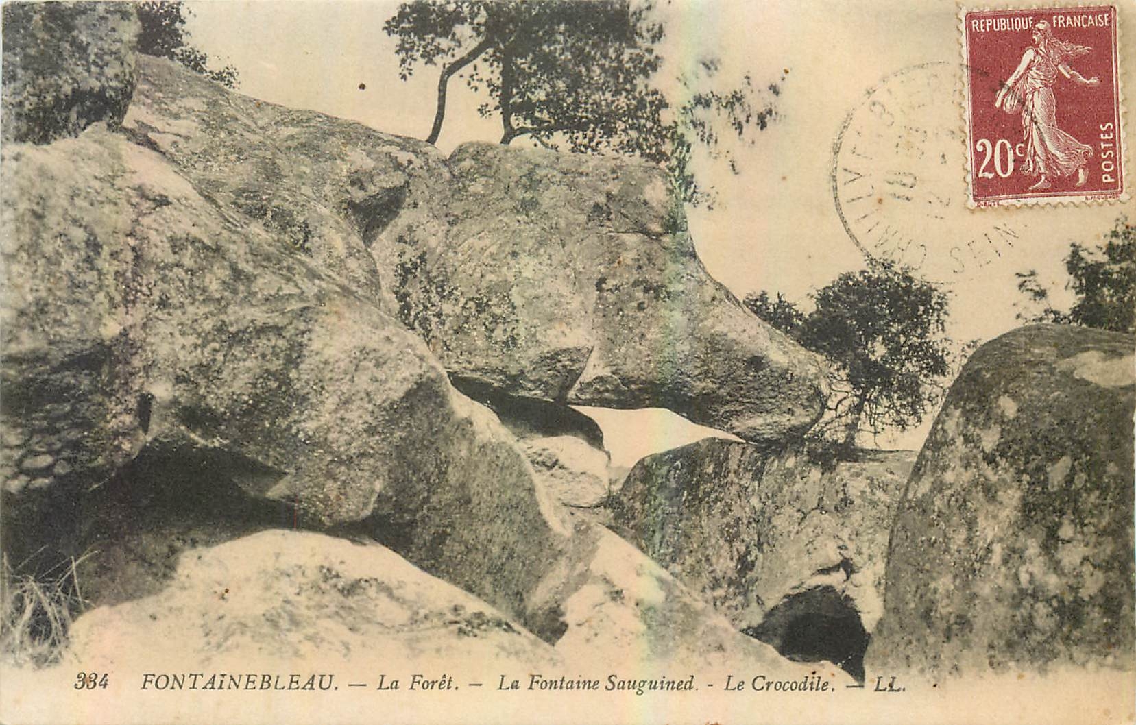 Fontainebleau — Die Forêt. — Fontaine Sauguined. — Der Crocodile. — LL. — Verlag LL, Nr. 384