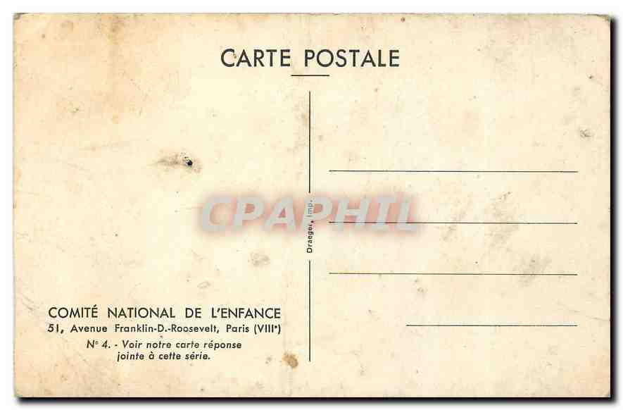 CPA Comite national de l'enfance Paris  — Rückseite