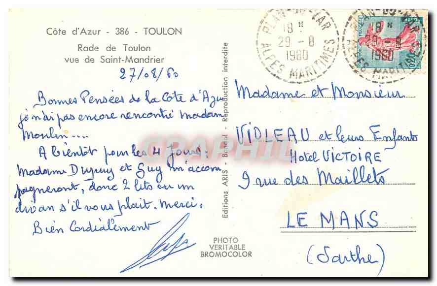 CPMCote d'Azur Toulon rade de Toulon vue de Saint Mandrier  — Rückseite