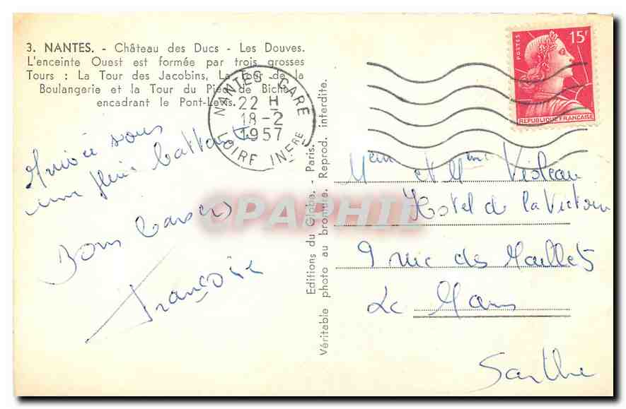 CPA Nantes Chateau des Ducs les douves l'enceinte ouest est formee par trois grosses Tours la tour d — Back