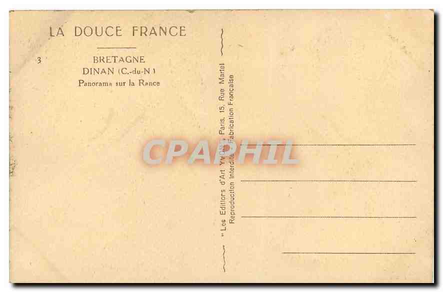 Dinan (C.-du-N.) — Panorama sur la Rance — Éditeur : Les Éditions d'Art Yvon — Rückseite