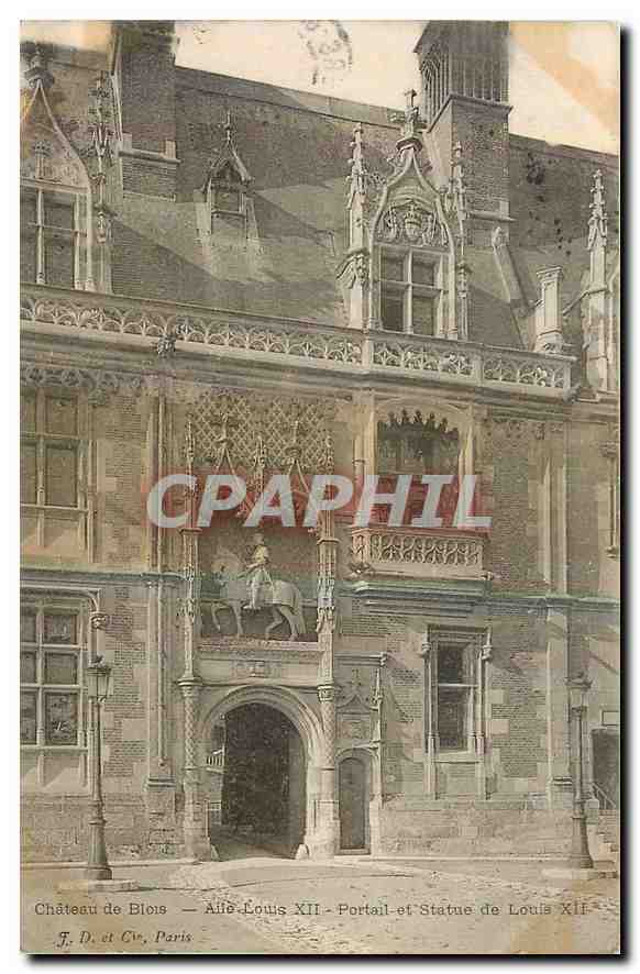 Schloss Blois — Avenue Louis XII — Tor und Statue von Louis XII — J. D. et Cie, Paris