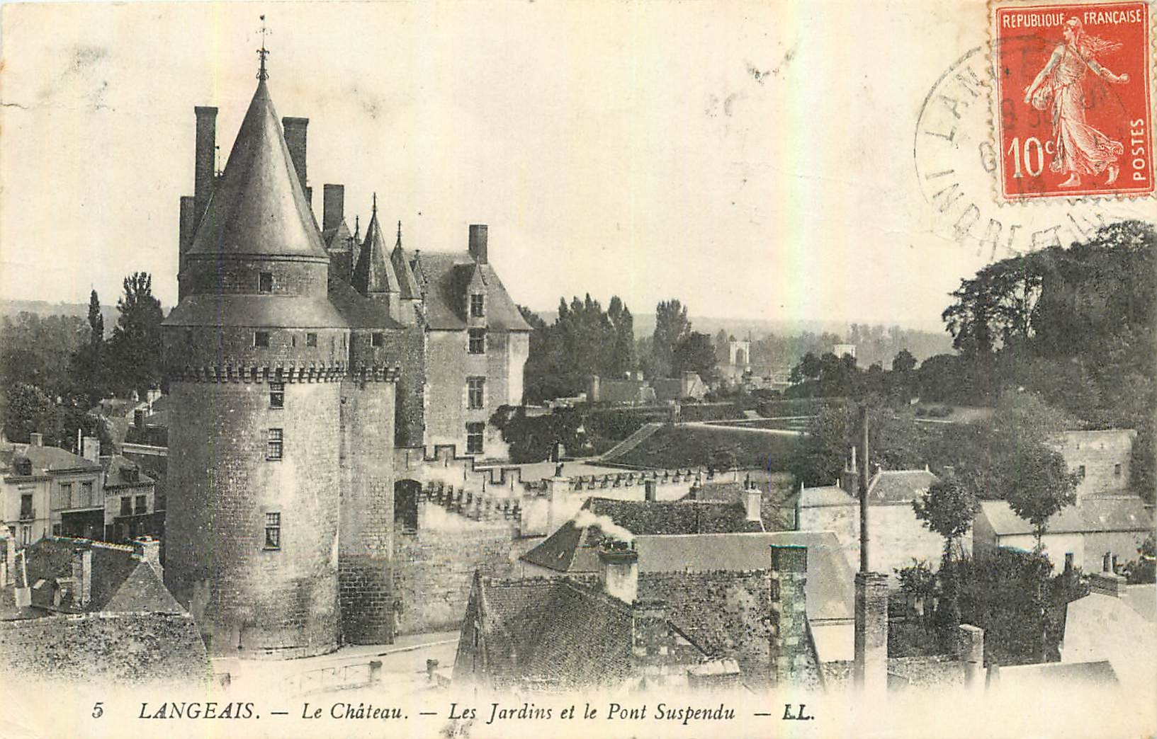 CPA Langeais le Chateau Les Jardins et le Pont Suspendu 