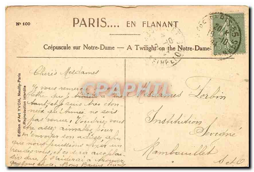 CPA Paris en flanant Crepuscule sur Notre Dame  — Verso