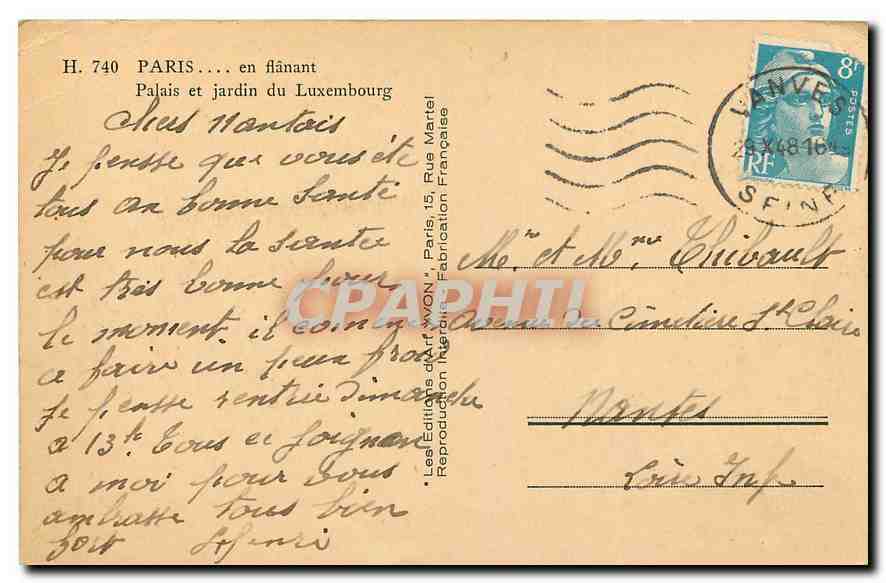 CPA Paris en flanant Palais et jardin du Luxembourg  — Rückseite