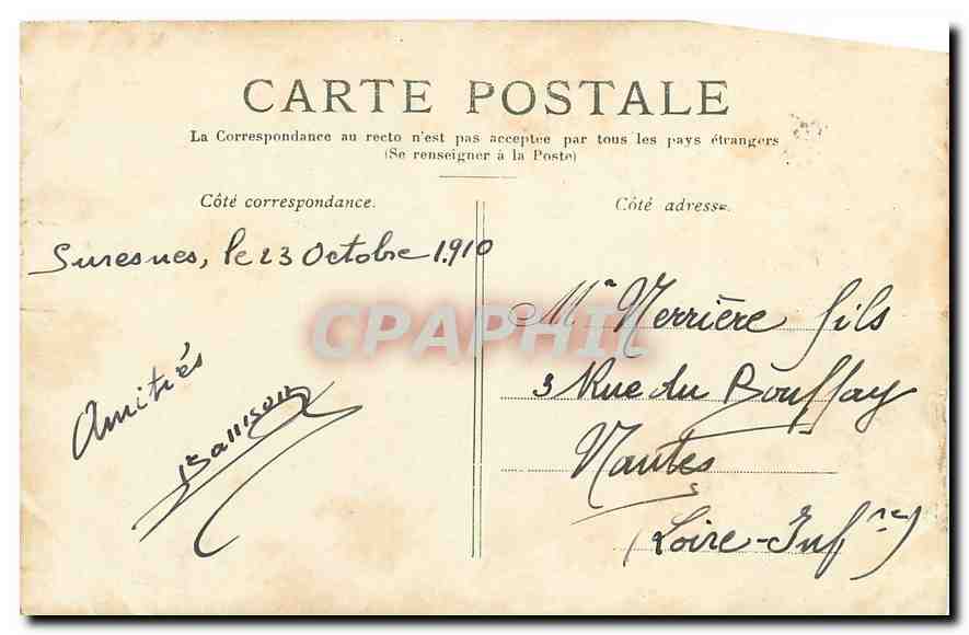 CPA Paris l'Hotel de Ville  — Rückseite