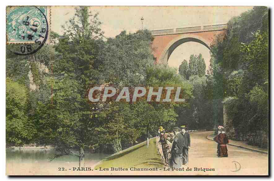 CPA Paris Les Buttes Chaumont Le Pont de Briques 