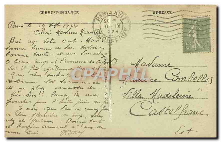 CPA Le Sacre Coeur de Montmartre et le Funiculaire  — Verso