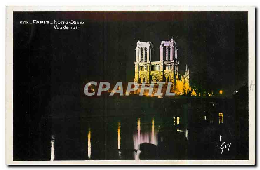 CPA Paris Notre Dame Vue de nuit 