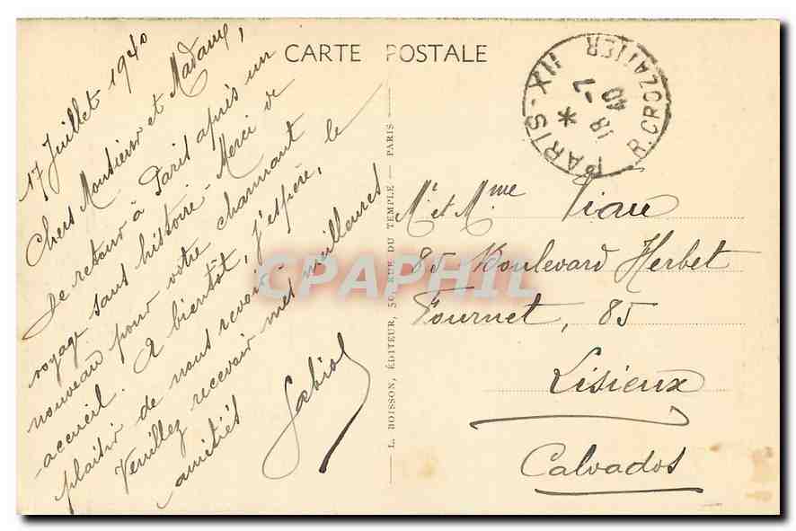 CPA Paris Tour Saint Jacques  — Verso