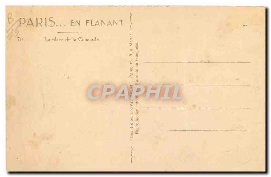 CPA Paris en Flanant La place de la Concorde  — Rückseite