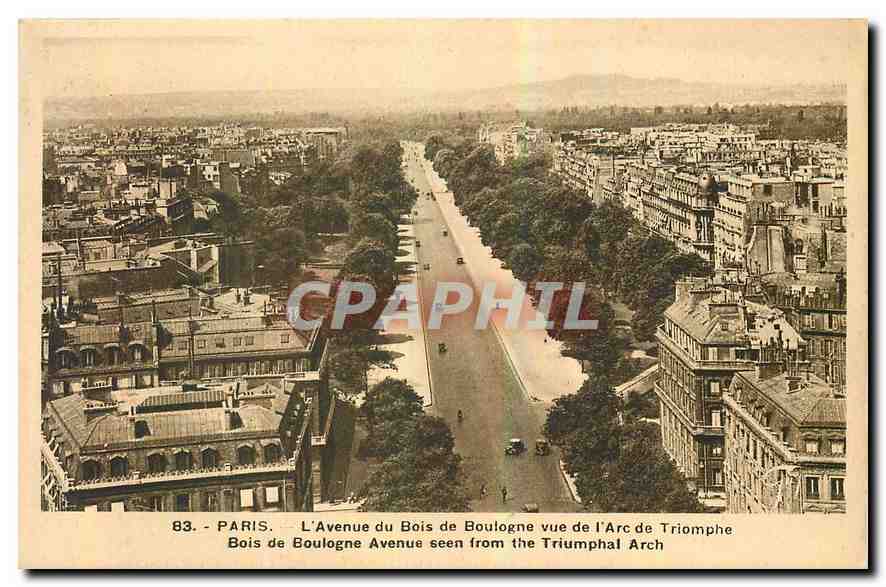 CPA Paris l'Avenue du Bois de Boulogne vue de l'Arc de Triomphe 