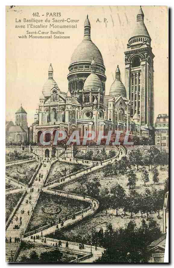 CPA Paris La Basilique du Sacre Coeur avec l'Escalier Monumental 