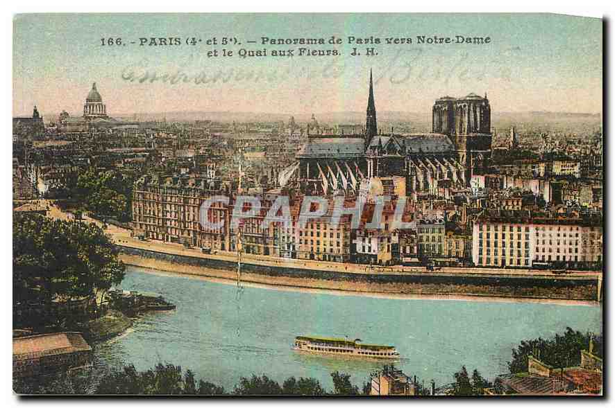 CPA Paris Panorama de Patis vers Notre Dame et le Quai aux Fleurs 