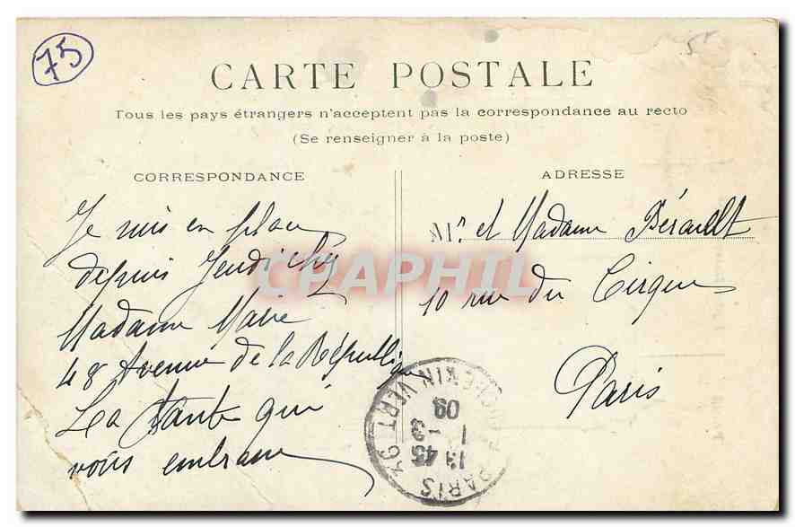 CPA Paris Eglise Notre Dame  — Verso