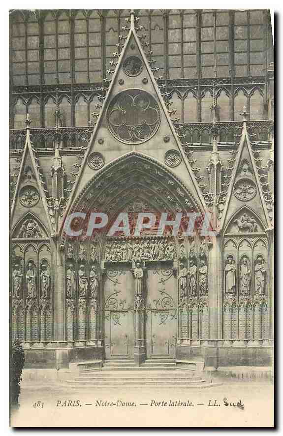 CPA Paris Notre Dame Porte laterale 