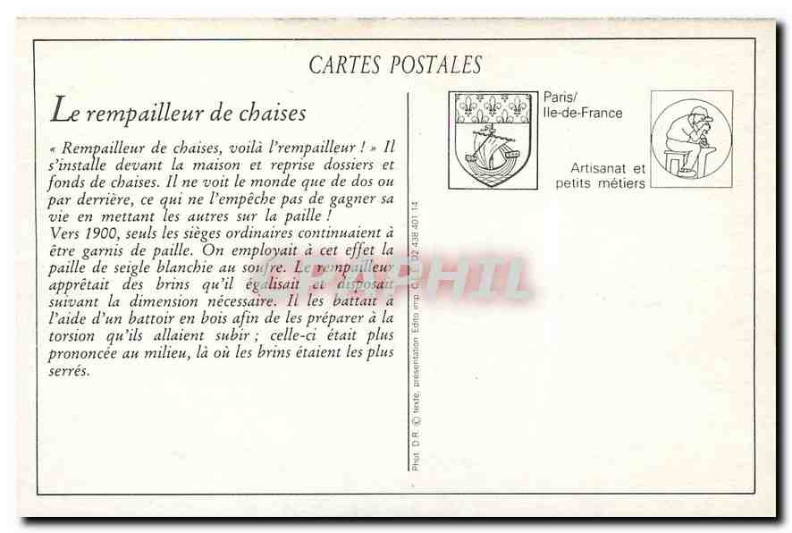 REPROLes petits metiers parisiens le rempailleur de chaises  — Rückseite