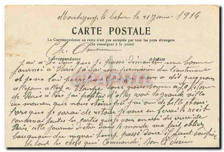 CPA Paris l'Opera  — Verso