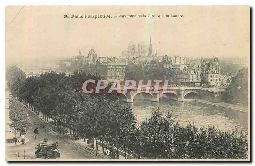 CPA Paris Perspective panorama de la Cite pris du Louvre 