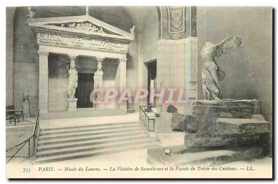 CPA Paris Musee du Louvre la Victoire de Samothrace et la Facade du Tresor des Cnidiens 