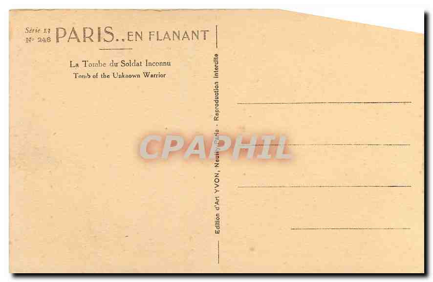 CPA Paris en flanant la tombe du Soldat inconnu  — Rückseite
