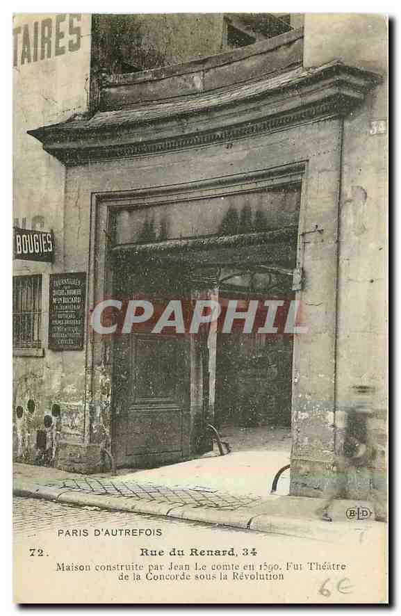 CPA Paris d'Autrefois rue du Renard maison construite par Jean 