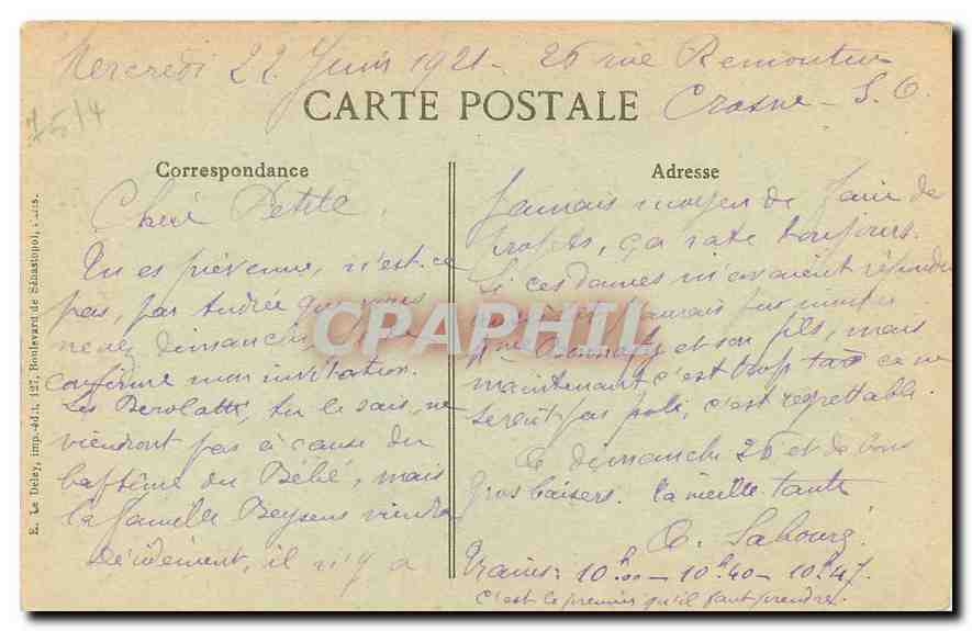 CPA Paris d'Autrefois rue du Renard maison construite par Jean  — Rückseite