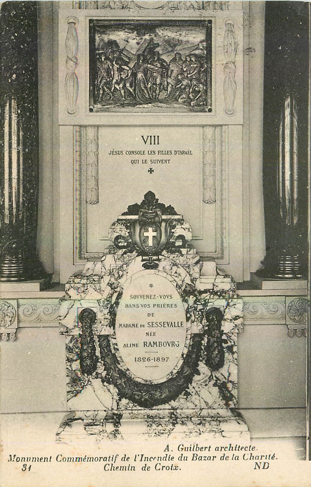 CPA Monument Commemoratif de l'Encendie du Bazar de la Charite chemin de Croix 