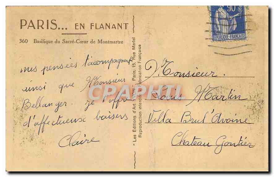 CPA Paris en flanant Basilique Sacre Coeur de Montmartre  — Rückseite