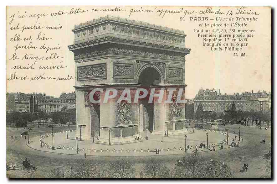 CPA Paris l'Arc de Triomphe et la place de l'Etoile 