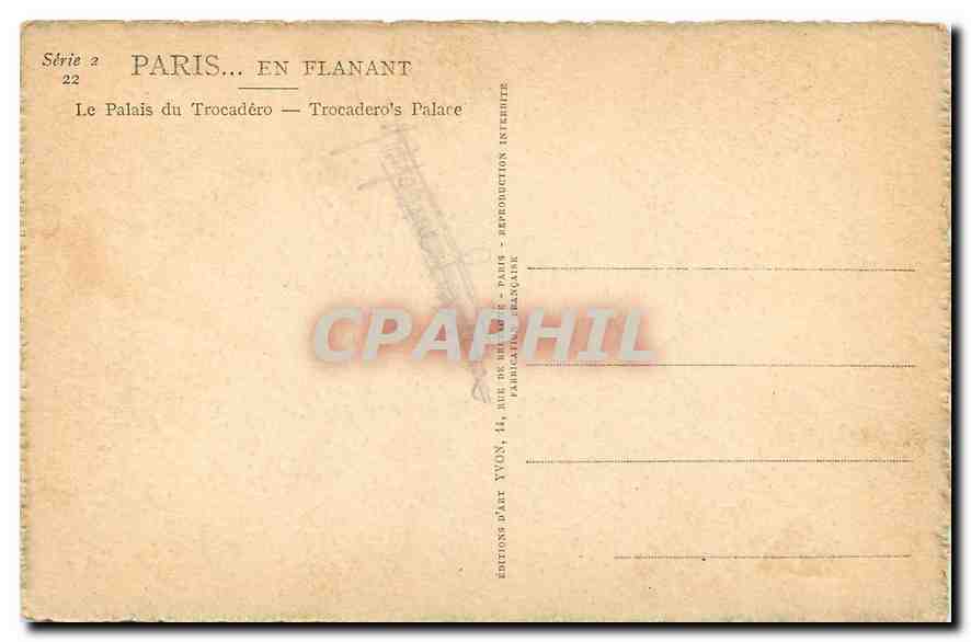 CPA Paris en flanant le Palais du Trocadero  — Verso