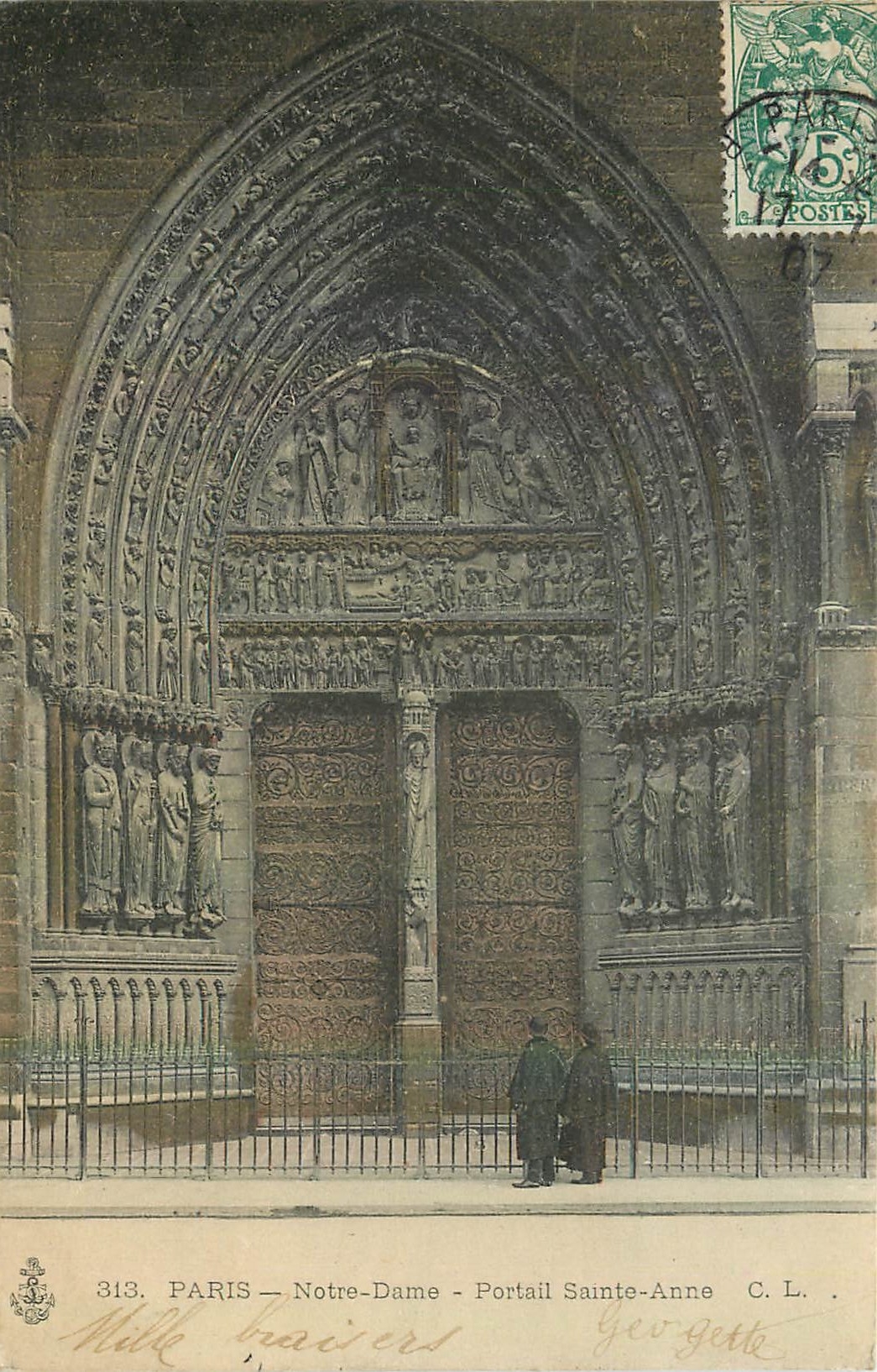 CPA Paris Notre Dame Portail Sainte Anne 