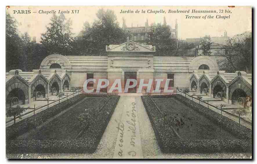CPA Paris Chapelle Louis XVI Jardin de la Chapelle Boulevard Haussmann 