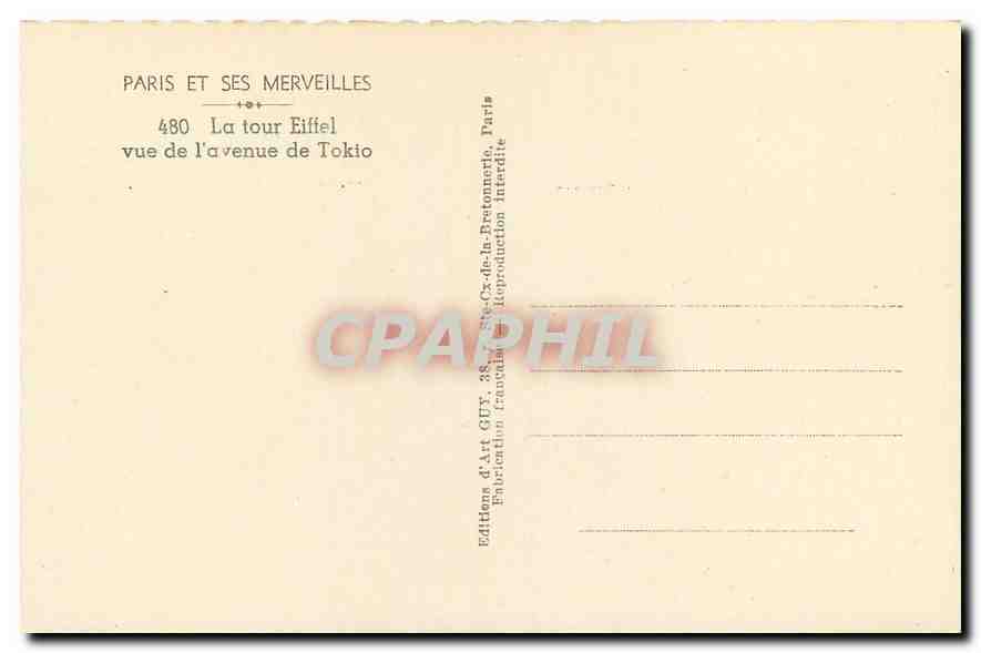 CPA Paris et ses Merveilles La Tour Eiffel vue de l'Avenue de Tokio Tohyo Japon Nippon — Rückseite