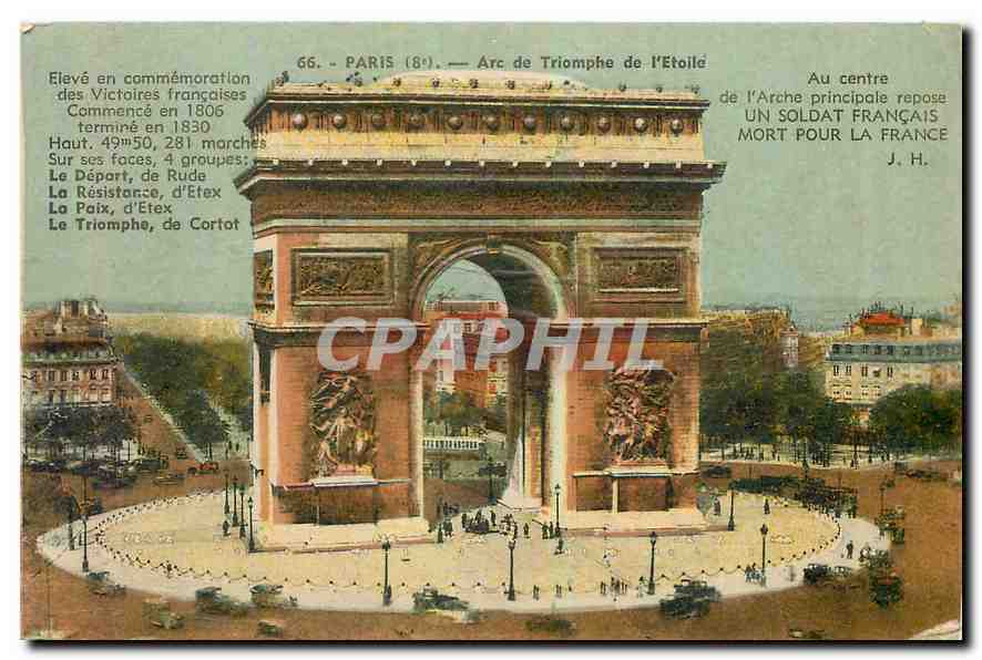 CPA Paris Arc de Triomphe de l'Etoile au centre de l'Arhe principale repose un soldat Francais mort 