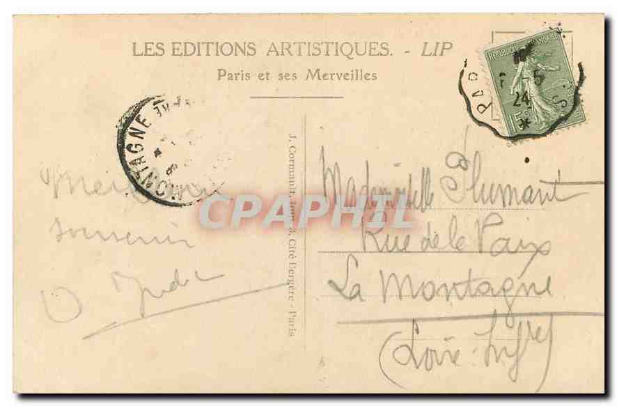 CPA Paris La Chambre des Deputes  — Rückseite