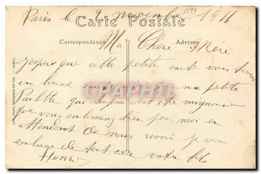 CPA Paris Notre Dame Cote sud  — Verso