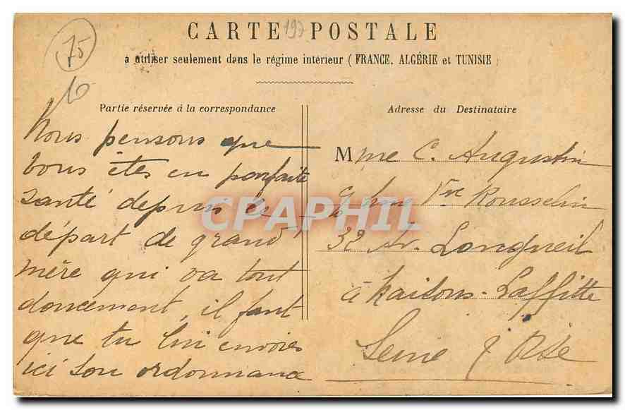 CPA Paris la Sainte Chapelle  — Verso