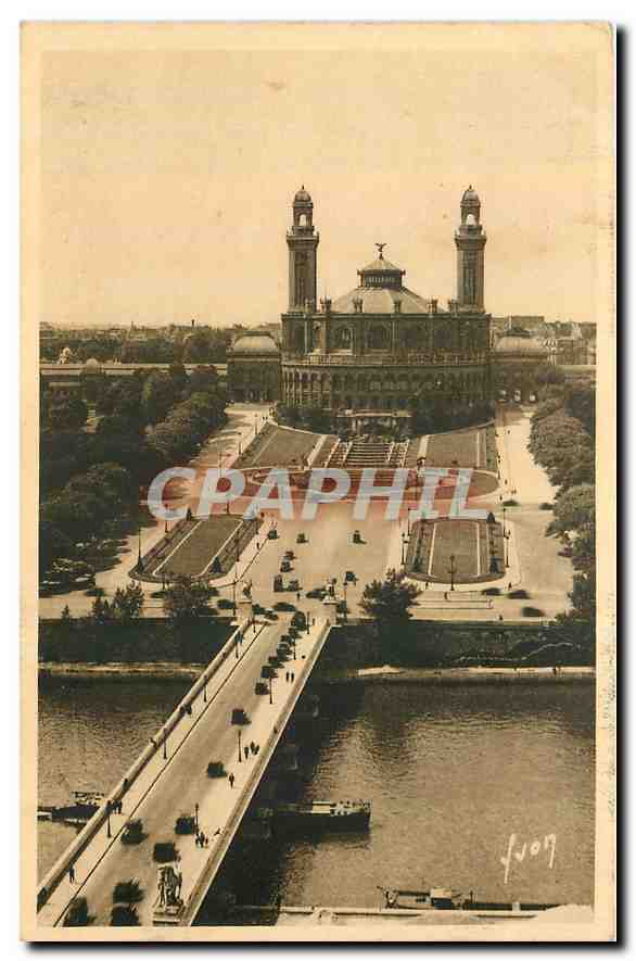 CPA Paris en flanant Le Pont d'Iena et le Palais du Trocadero vus de la Tour Eiffel 