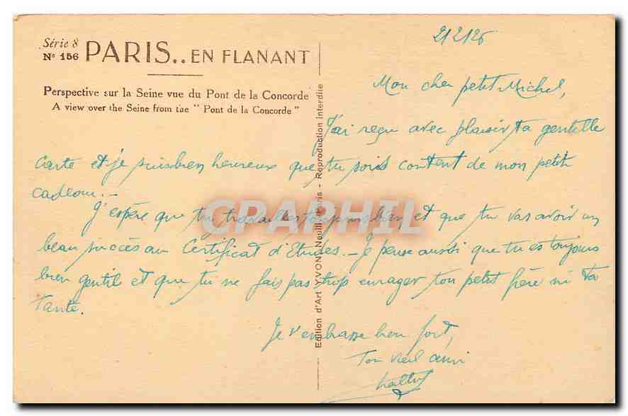 CPA Paris en flanant Perspective sur la Seine vue du Pont de la Concorde  — Rückseite
