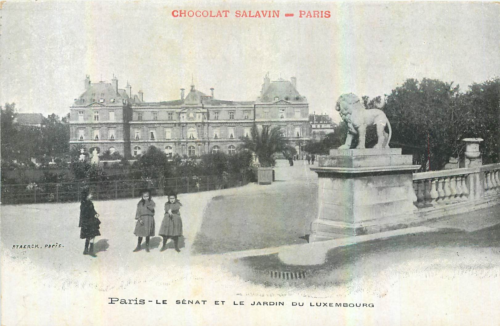 CPA Chocolat Salavin Paris Paris le Senat et le Jardin du Luxembourg 